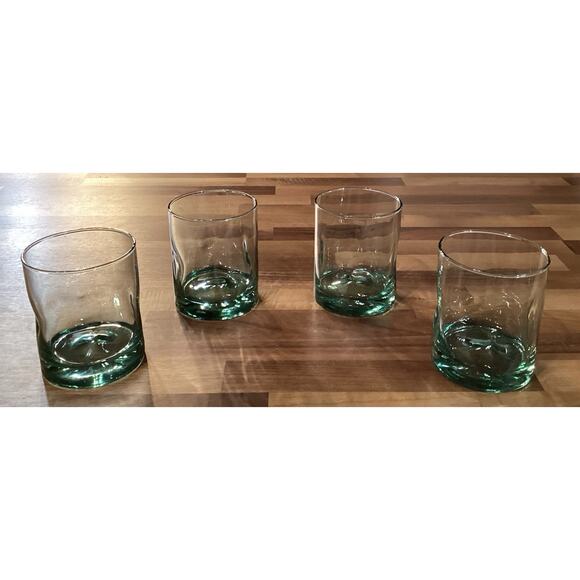 Set of 4 Vintage 4” Thumbprint Green Tumblers 10 ounces - Picture 2 of 10